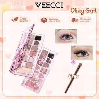  VEECCI Bảng Phấn Mắt 11 Ô Ánh Ngọc Trai Lì Đa Chức Năng Phát Triển Màu Sắc Lâu Dài Dễ Bị Nhòe 9.3g 