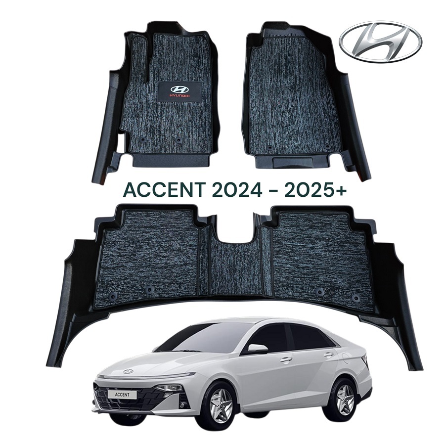ACCENT: Thảm lót sàn MAXXCAR nhựa TPE nguyên sinh đúc 5D xe HYUNDAI ACCENT 2024+: MT & AT + Rối logo