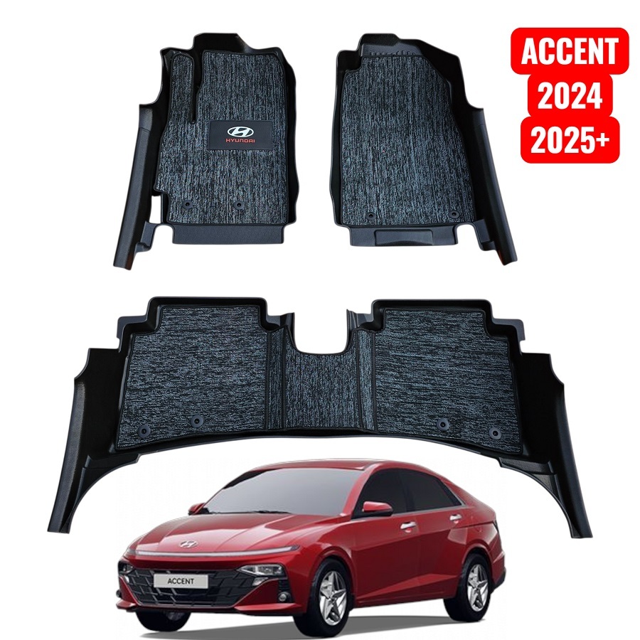 ACCENT 24+: Thảm lót sàn MAXXCAR nhựa TPE nguyên sinh đúc 5D xe HYUNDAI ACCENT bản MT & AT+ Rối logo