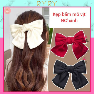 Kẹp Tóc Đính Nơ Chất Lụa Satin Mềm Nhiều Màu HOT TREND