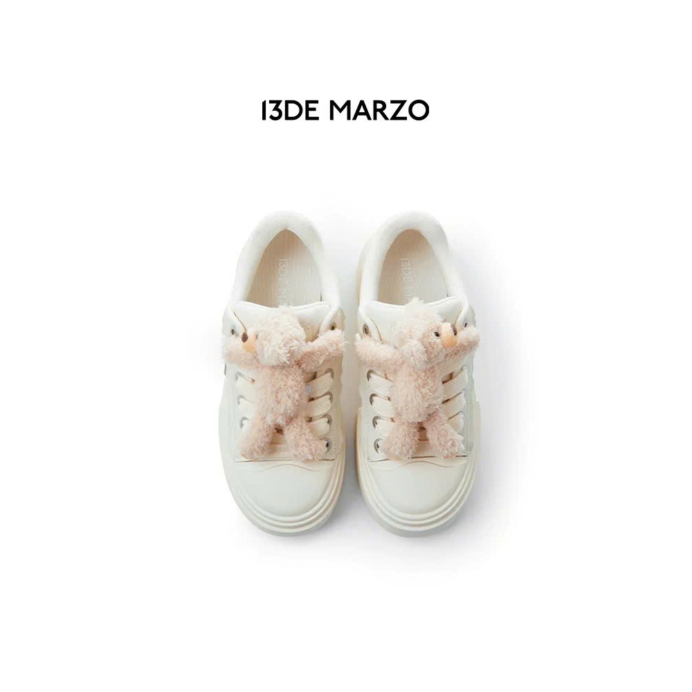 13DE MARZO Bear Platform Sneakers Giày thể thao đính gấu Teddy