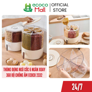 Thùng đựng gạo, ngũ cốc ECOCO 6 ngăn thông minh chống ẩm cao cấp | Hộp đựng đồ khô, các loại hạt đa năng mẫu mới