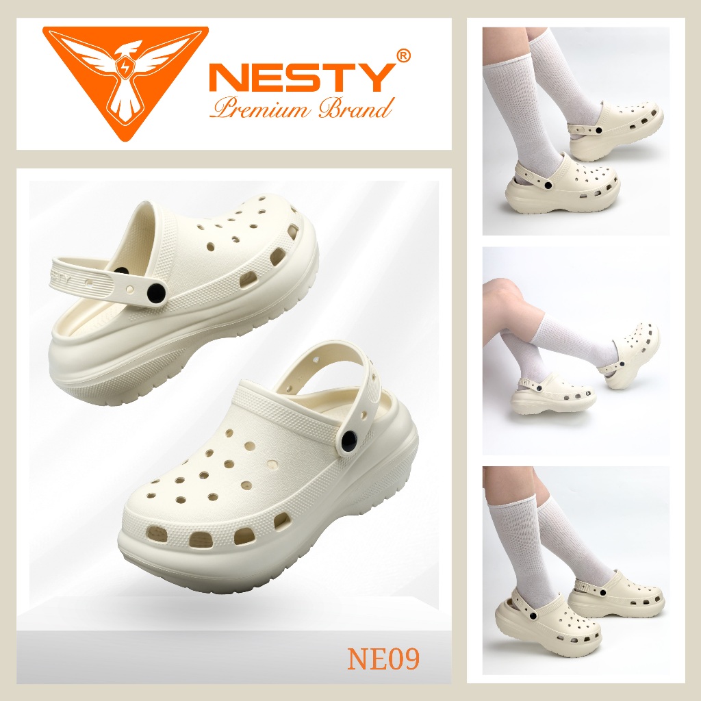 [NE09] [Tặng Charm] Dép Sục Nữ NESTY Đế Cao 6cm Kiểu Dáng Basic