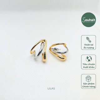  Khuyên tai nữ LILAS SOUHAIT mạ vàng bạch kim thiết kế uốn lượn sang trọng -  E5361 