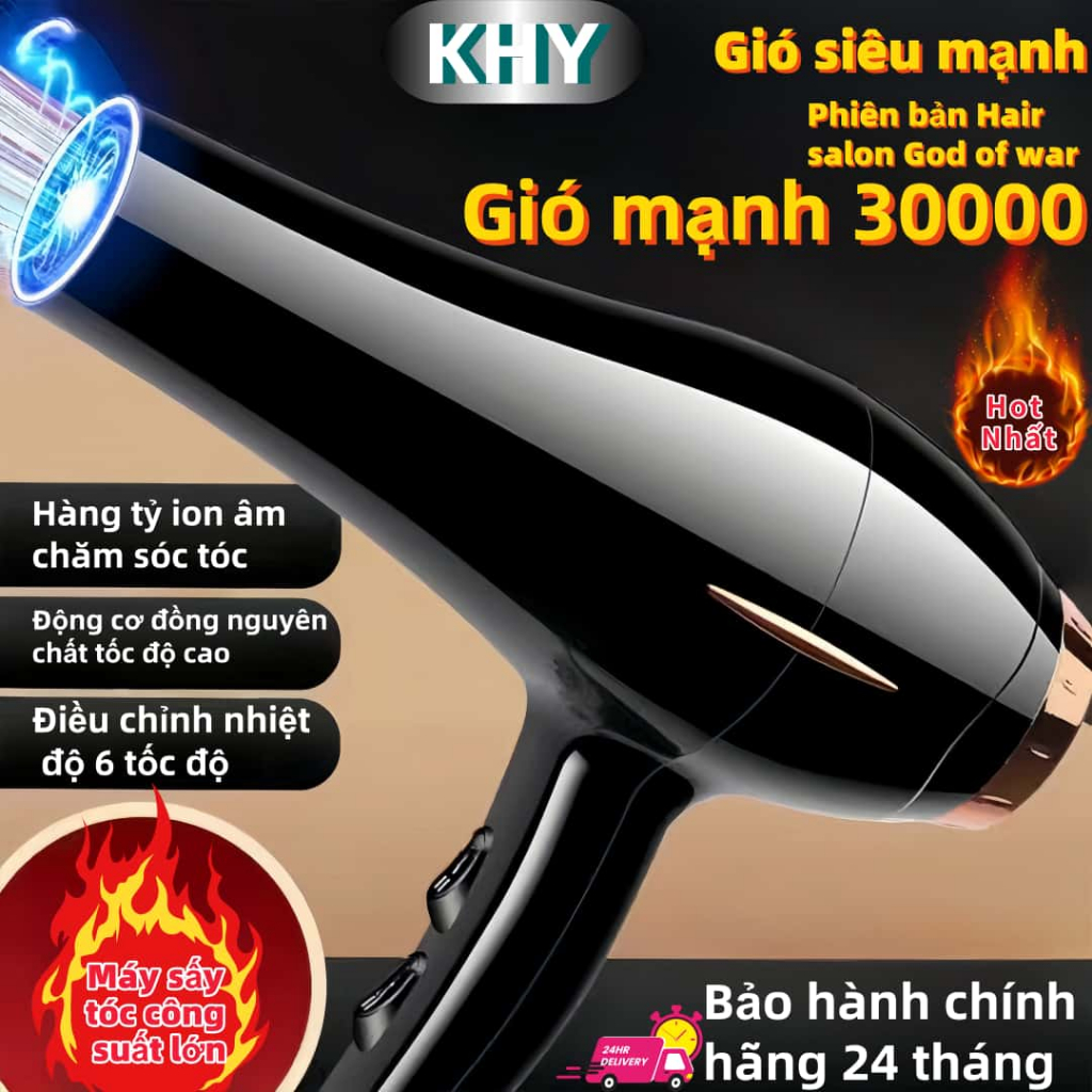 KHY Máy Sấy Tóc - Hai Chiều - 3 Chế Độ Nhiệt - Tạo Kiểu Salon - Ion Âm Bảo Vệ Tóc - BH 13 Tháng