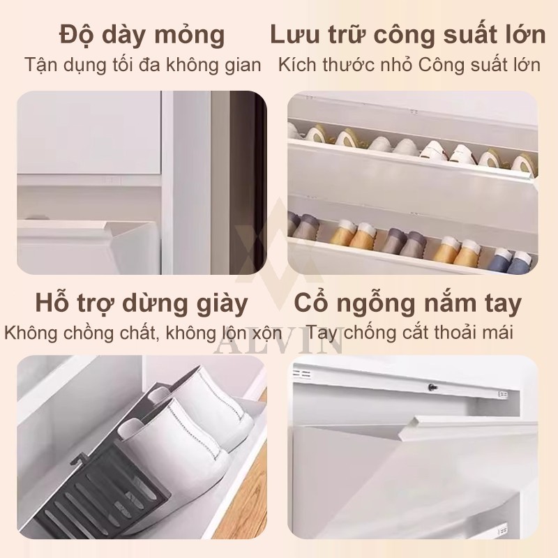 ALIVIN Tủ giày thép siêu mỏng kích thước nhỏ dung tích lớn tủ giày kim loại hiện đại kiểu Bắc Âu | BigBuy360 - bigbuy360.vn