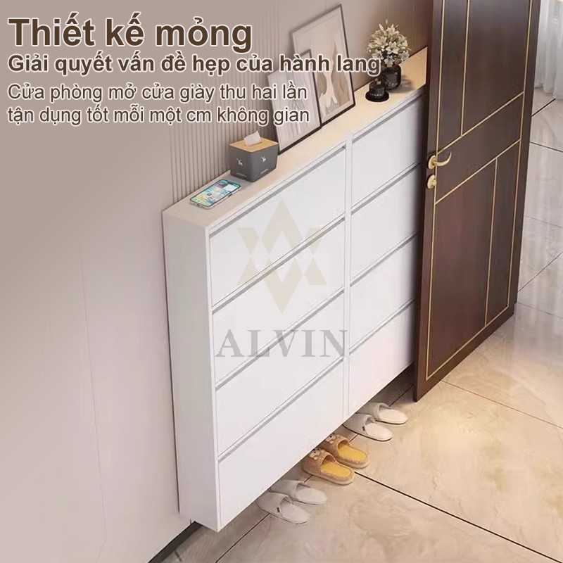 ALIVIN Tủ giày thép siêu mỏng kích thước nhỏ dung tích lớn tủ giày kim loại hiện đại kiểu Bắc Âu | BigBuy360 - bigbuy360.vn