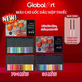 [Giảm 20K] Bút Chì Màu Gốc Dầu Hộp Thiếc Global Art 36 72 Màu Lõi 4mm Màu Đậm Mịn Vẽ Thiết Kế Phác Họa Tô Màu