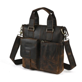 [Da thật] Túi xách công sở nam da bò thật; Túi đeo chéo nam da sáp TD146LEA (Nâu sáp/Vàng bò) - 100% da thật, BH 3 năm