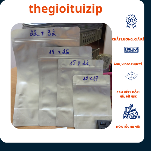 100g túi zip bạc, trong bạc đáy đứng chọn size viebuy