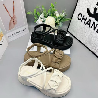 Video thật.Đế 4cm Sandal Nữ Đế Cao Chất Xịn Thắt Nơ Xinh Xắ n Trẻ Trung, Dép Nữ Đế Cao Năng Động