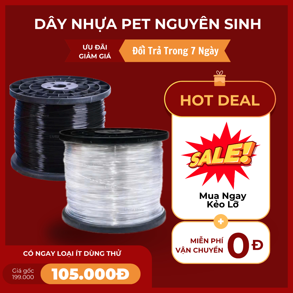 Dây Nhựa PET Làm Giàn Cây Leo, Buộc Giằng,Giàn Lan, Cuộn ~1.0kg và 1.8kg Dẻo Dai, Chịu Lực, Bền Bỉ