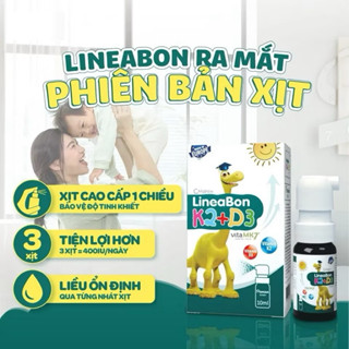  Dung dịch dạng xịt LineaBon K2+D3 10ml bổ sung Vitamin D3 và Vitamin K2 hỗ trợ hấp thu canxi 