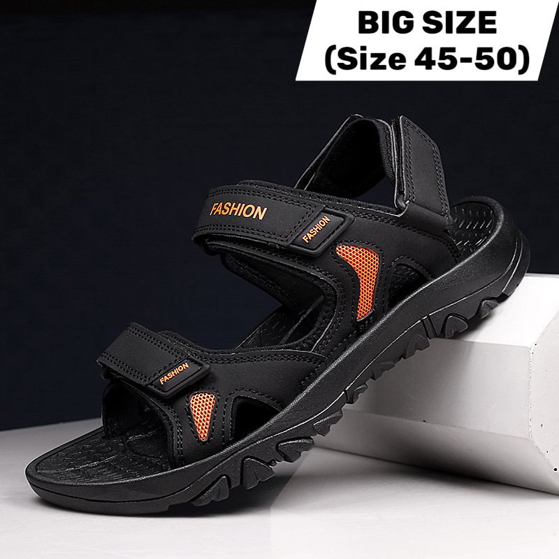 (Bigsize 45 -> 50) Sandal Quai Dán Big Size Nam Da Thật Cao Cấp - 44UP.SD.06B
