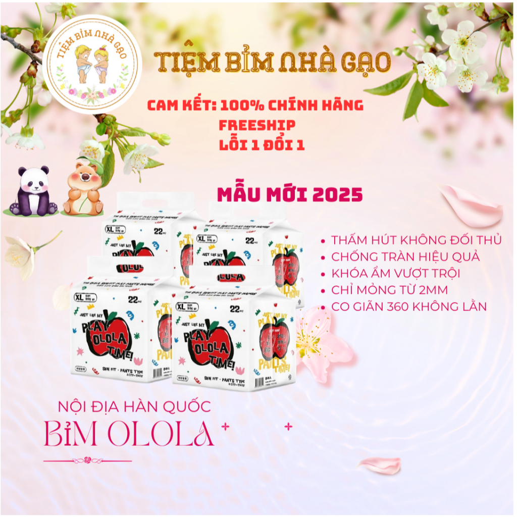   Hàng Nội Địa  Tã bỉm OLOLA PLAY PANTS TIME Hàn Quốc dán quần đủ size S30 M24 L20 L26 XL22 XXL18. 