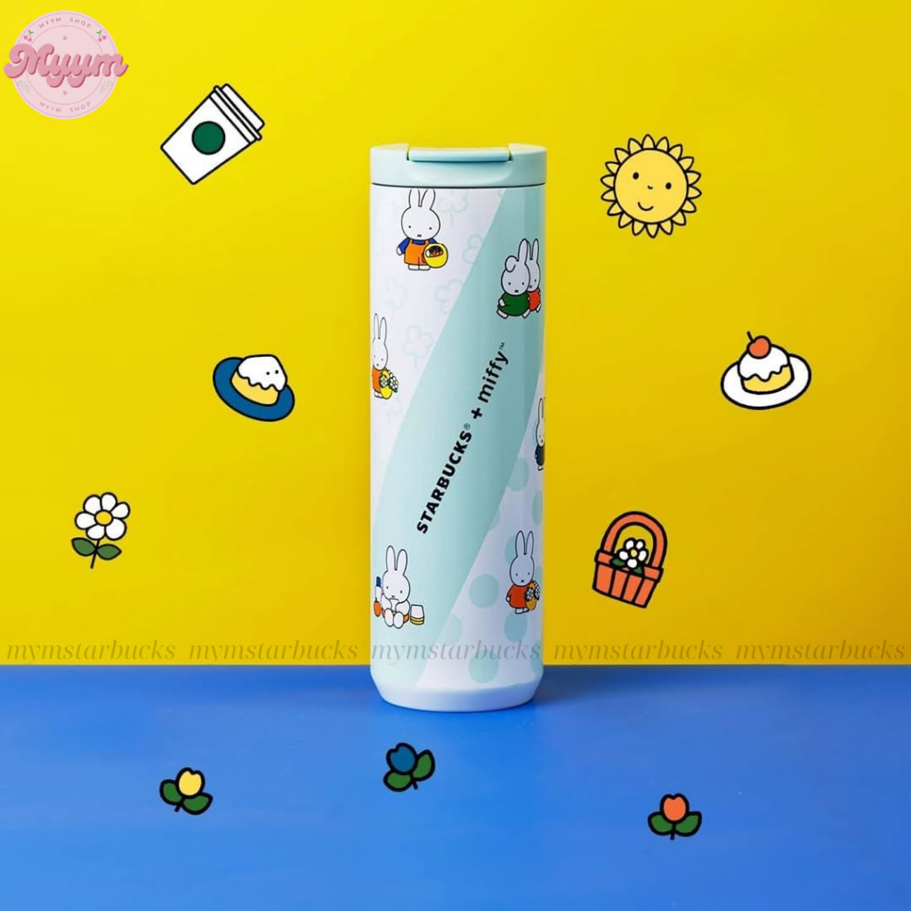 [𝗔𝘂𝘁𝗵𝗲𝗻𝘁𝗶𝗰] BÌNH GIỮ NHIỆT 16OZ (473ML) STARBUCKS® + MIFFY™ GREEN TUMBLER CHARILE MIFFY 🐰