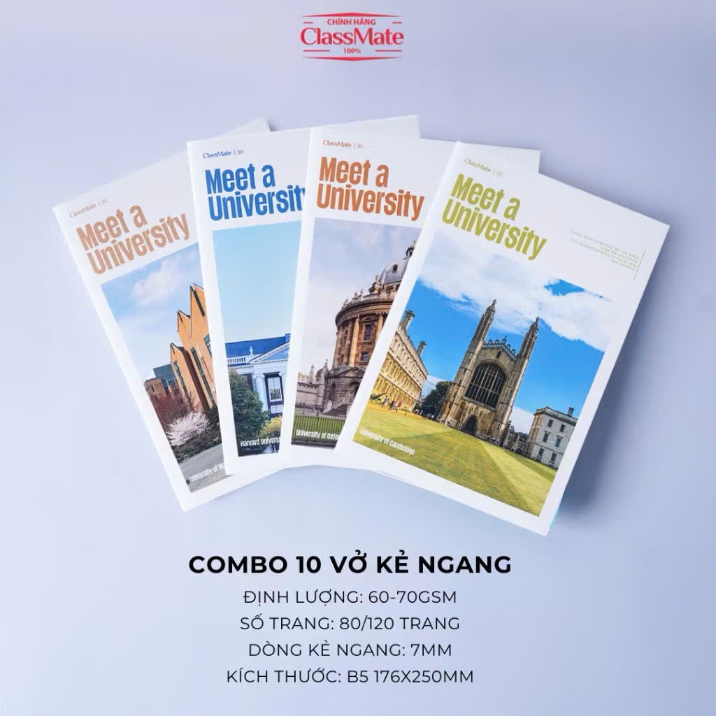 Vở B5 Kẻ Ngang 120 Trang Travel -  Vở Kẻ Ngang ClassMate Bìa Cán Vân Mờ Chống Nước