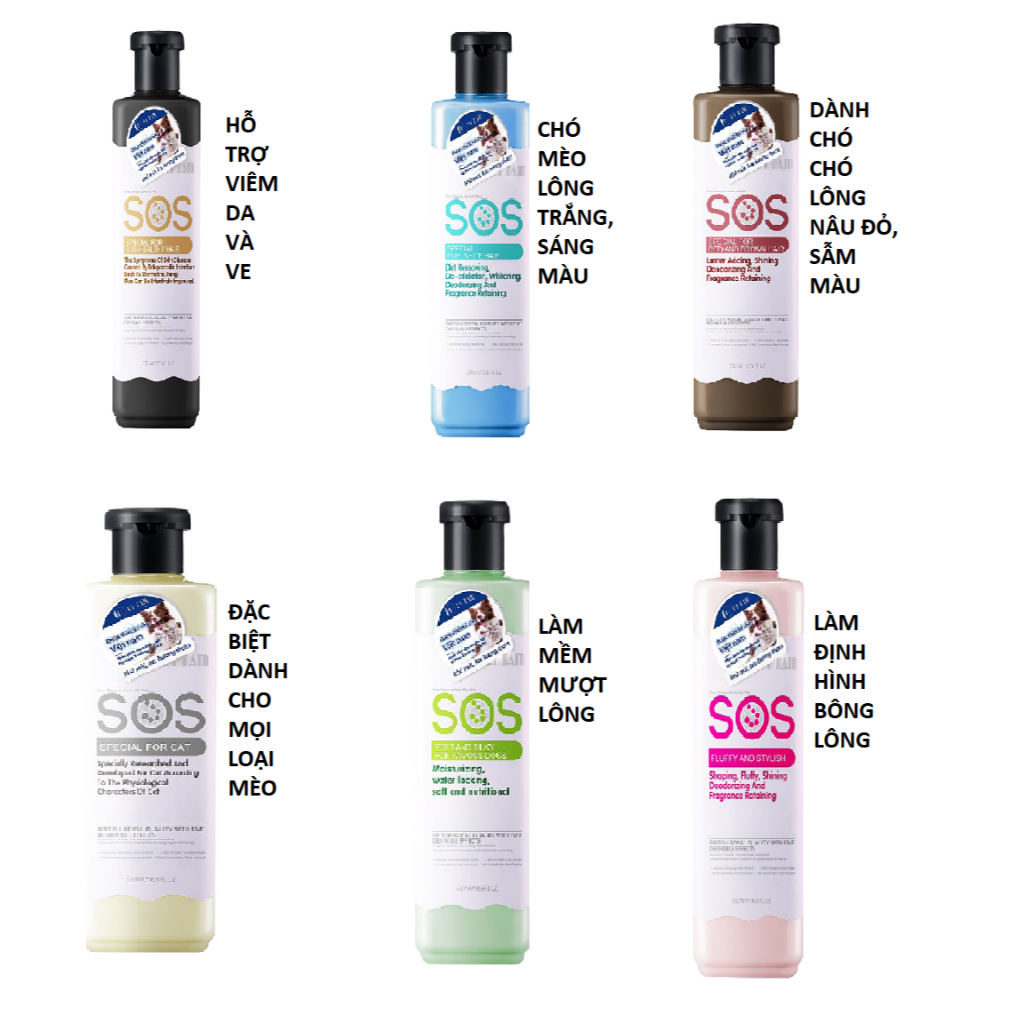 Sữa Tắm dành Cho Chó Mèo SOS - Sữa Tắm SOS 530ml - Thương hiệu KỲ NAM - Chó Poodle Lông Nâu/Trắng - Bông Lông/Phồng Lông