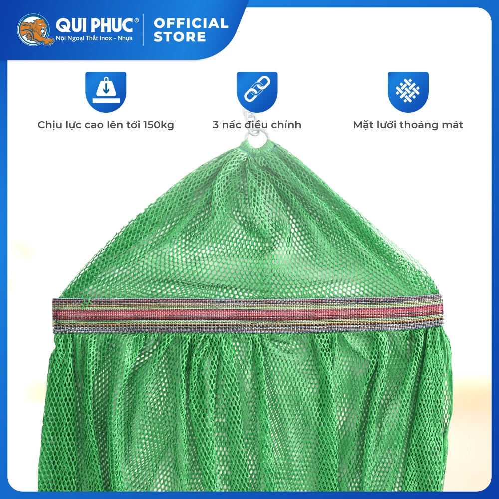Lưới võng QUI PHÚC, kích thước lớn, nhiều màu, thoáng mát, chịu tải 150kg