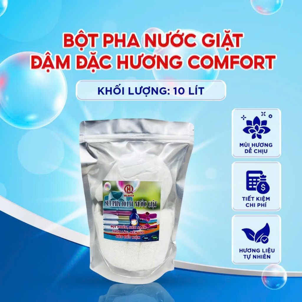 Sét pha 10 lít nước giặt, làm sạch các vết bẩn, mùi hôi trên quần áo,chăn, mền trọng lượng 1kg,hương