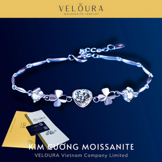 Vòng Tay Nữ Kim Cương Moissanite 1 carat, Trái Tim & Cỏ 4 Lá - Chính Hãng VELOURA | GRA VJVT020