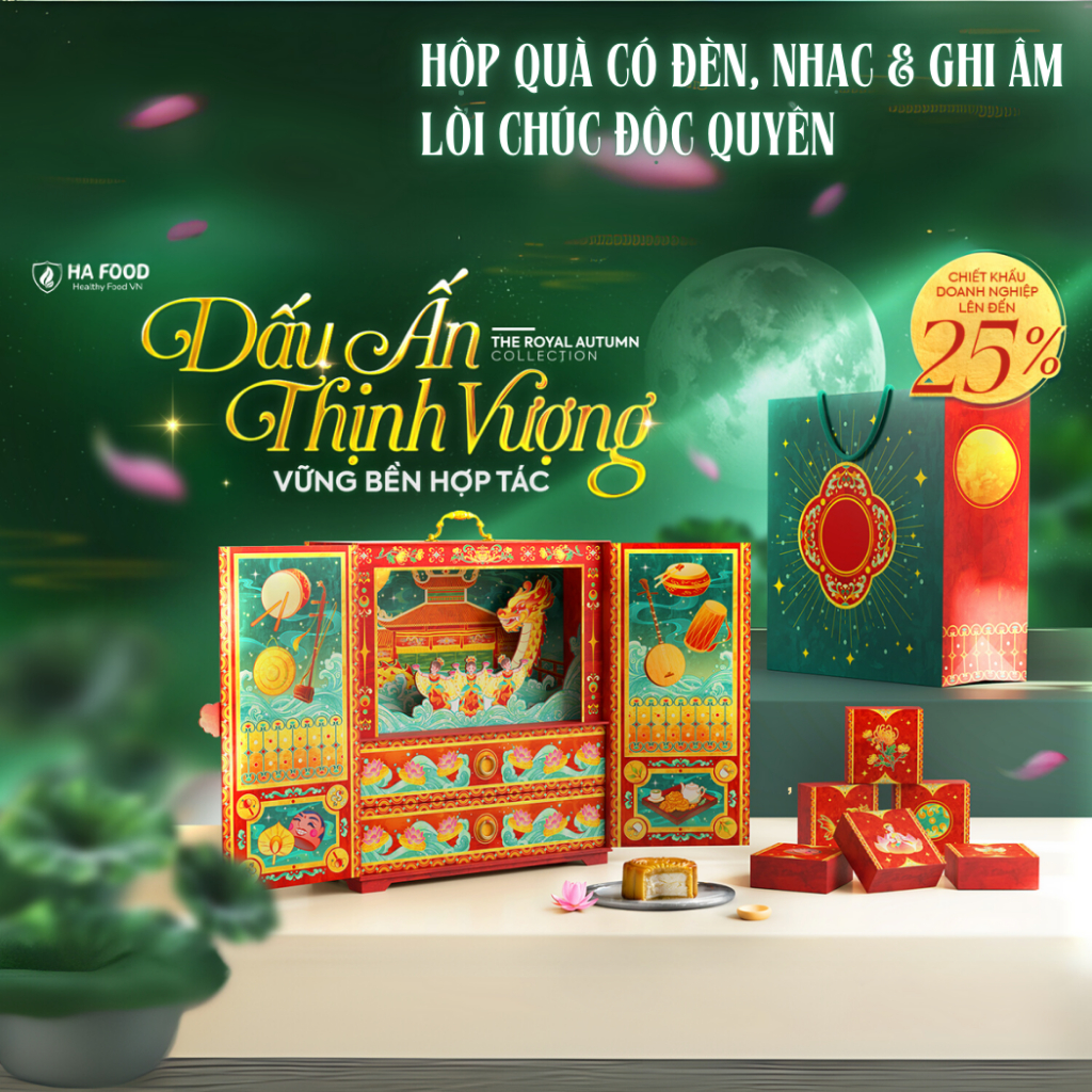Bánh Trung Thu Doanh Nghiệp 2025 Sang Trọng - Thiết Kế Độc Quyền Có Đèn LED và Nhạc