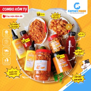 Bánh tráng phơi sương CATSKY FOOD combo bánh tráng sốt muối béo đồ ăn vặt - COMBO BEST SELLER XÔM TỤ