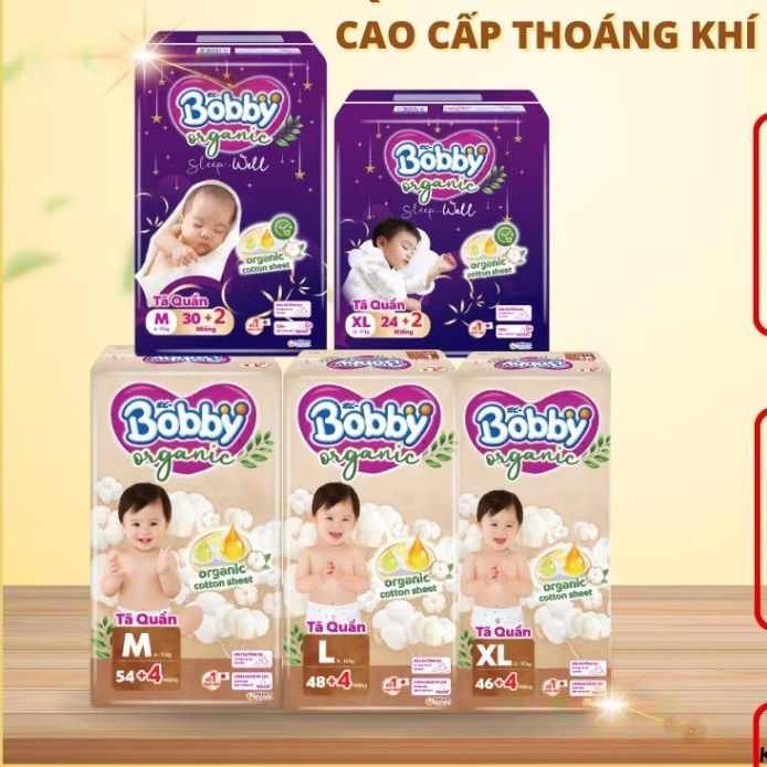 Bỉm Bobby Organic Unicharm/ Organic đêm an toàn cho bé