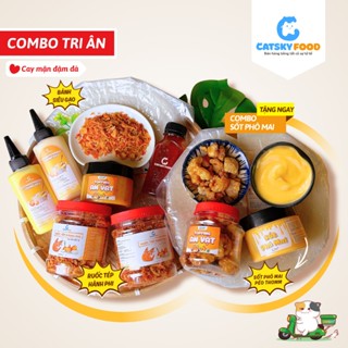 Bánh tráng phơi sương CATSKY FOOD combo bánh tráng sốt muối béo đồ ăn vặt - COMBO TRI ÂN