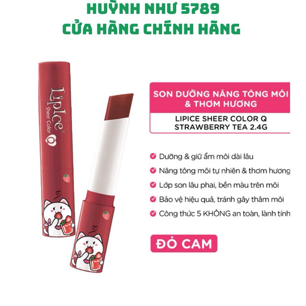 [CHÍNH HÃNG]Son dưỡng LipIce hương trà dâu màu đỏ cam 2,4g