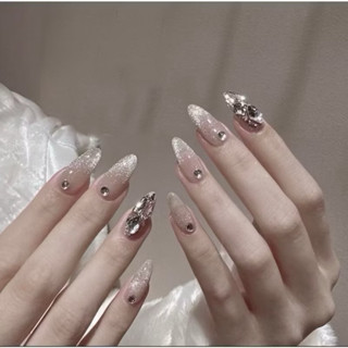 Nailbox Thiết Kế Móng Tay Giả Mắt Mèo Cô Dâu Đính Đá lắp Lánh Mã 175