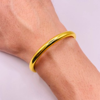  Vòng tay trơn màu vàng chất liệu bằng titan có khóa bền đẹp Lắc tay trơn titan khóa giấu trangsucmoiluatuoi.RIN 