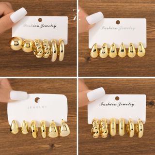 Bông Tai Nữ NHỰA, Set Khuyên Tai Hình Chữ C Hình Giọt Nước Phong Cách Cá Tính ZBTCT08