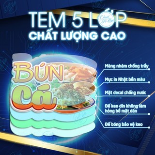 Miếng dán BÚN CÁ sticker trang trí xe đẩy dán tường decal trang trí quán ăn hủ tiếu bánh mì cơm tấm bánh canh hủ tiếu