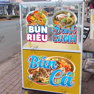 Miếng dán BÚN CÁ sticker trang trí xe đẩy dán tường decal trang trí quán ăn hủ tiếu bánh mì cơm tấm bánh canh hủ tiếu
