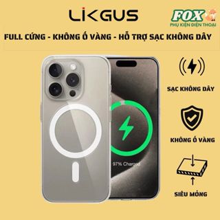 Ốp Likgus siêu mỏng 0.3mm trong suốt không ố vàng hỗ trợ sạc không dây cho IPhone 11 đến 17Promax