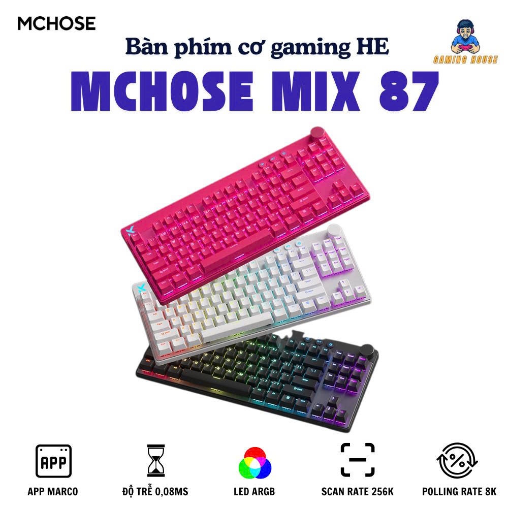 Bàn phím cơ HE Mchose Mix87 - Rapid Trigger - Switch Nam Châm - 8k Polling Rate - Có app - Led ARGB 