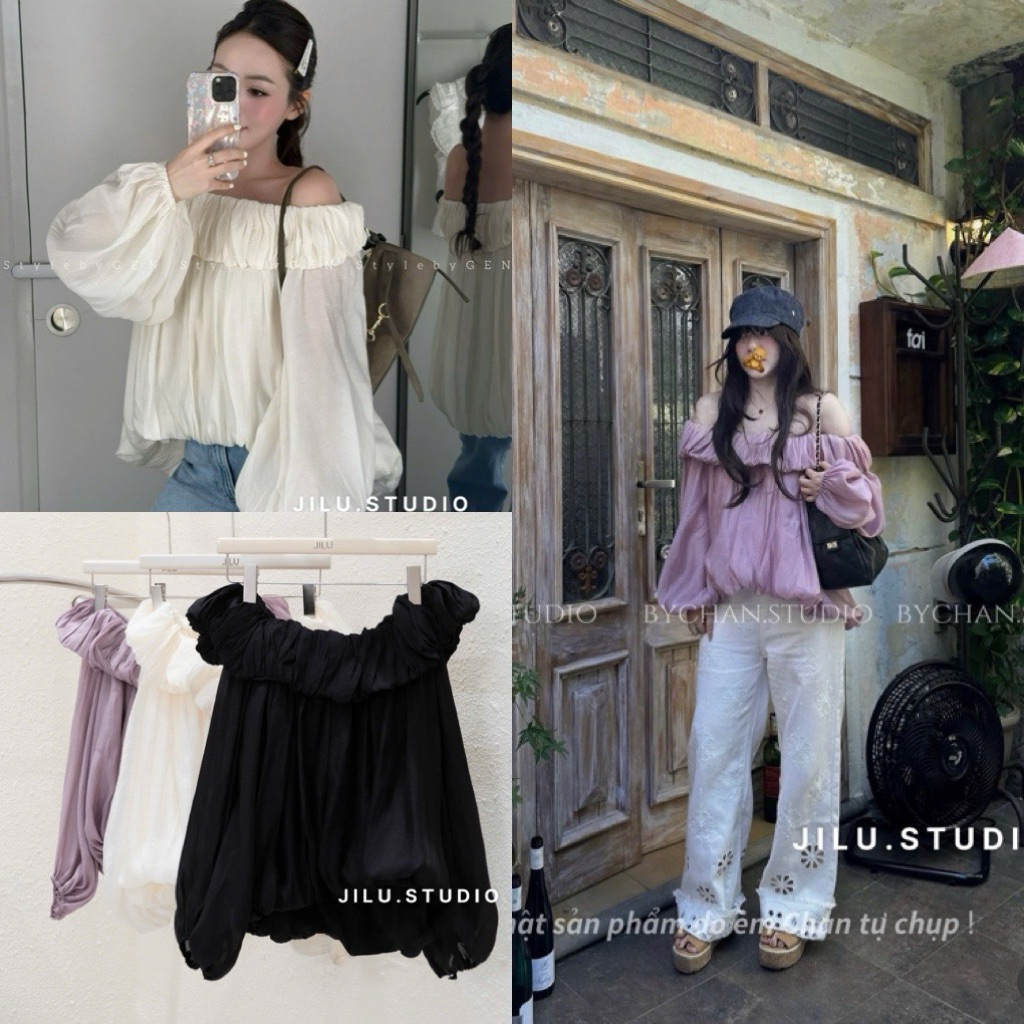  JILU STUDIO - ÁO TRỄ VAI TƠ NHẬT DÁNG BỒNG TIỂU THƯ – CHẤT NHẸ NHÀNG SANG CHẢNH 