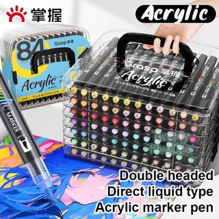   MỚI  Bút Acrylic Marker GRASP Cao Cấp 2 Đầu Brush Fine Vẽ Mọi Chất Liệu Chống Nước - Lượng Mực Lớn 