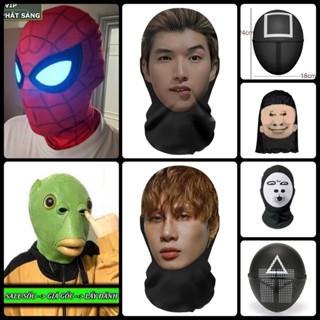   Mặt nạ đầu cá màu xanh lá hóa trang người nhện phát sáng đầu ếch xanh đầu ngựa đầu chó mặt nạ ronaldo messi j97 