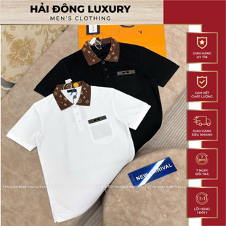 Áo Polo Cho Nam Cổ Len Dệt Vân Hoa Nâu Siêu Đẹp,Chất Lụa Gai Mịn Mix Túi Ngực Nét Keng