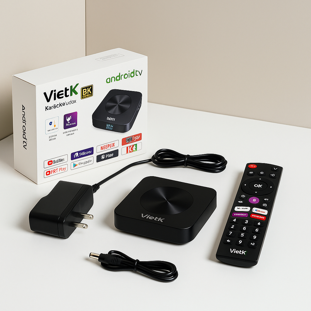 Đầu Karaoke VietK VBox 8K – Android TV Box 12.0, Hát Karaoke Online Amazing, Xem Phim 8K