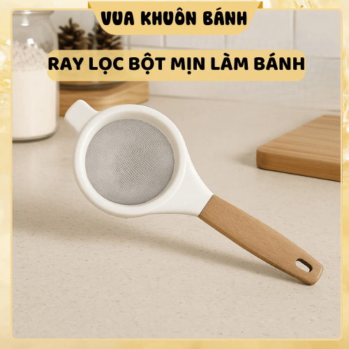 Rây lọc bột mịn làm bánh cán gỗ cao cấp – Lọc bột siêu mịn, dễ cầm, tiện dụng cho làm bánh, nấu ăn