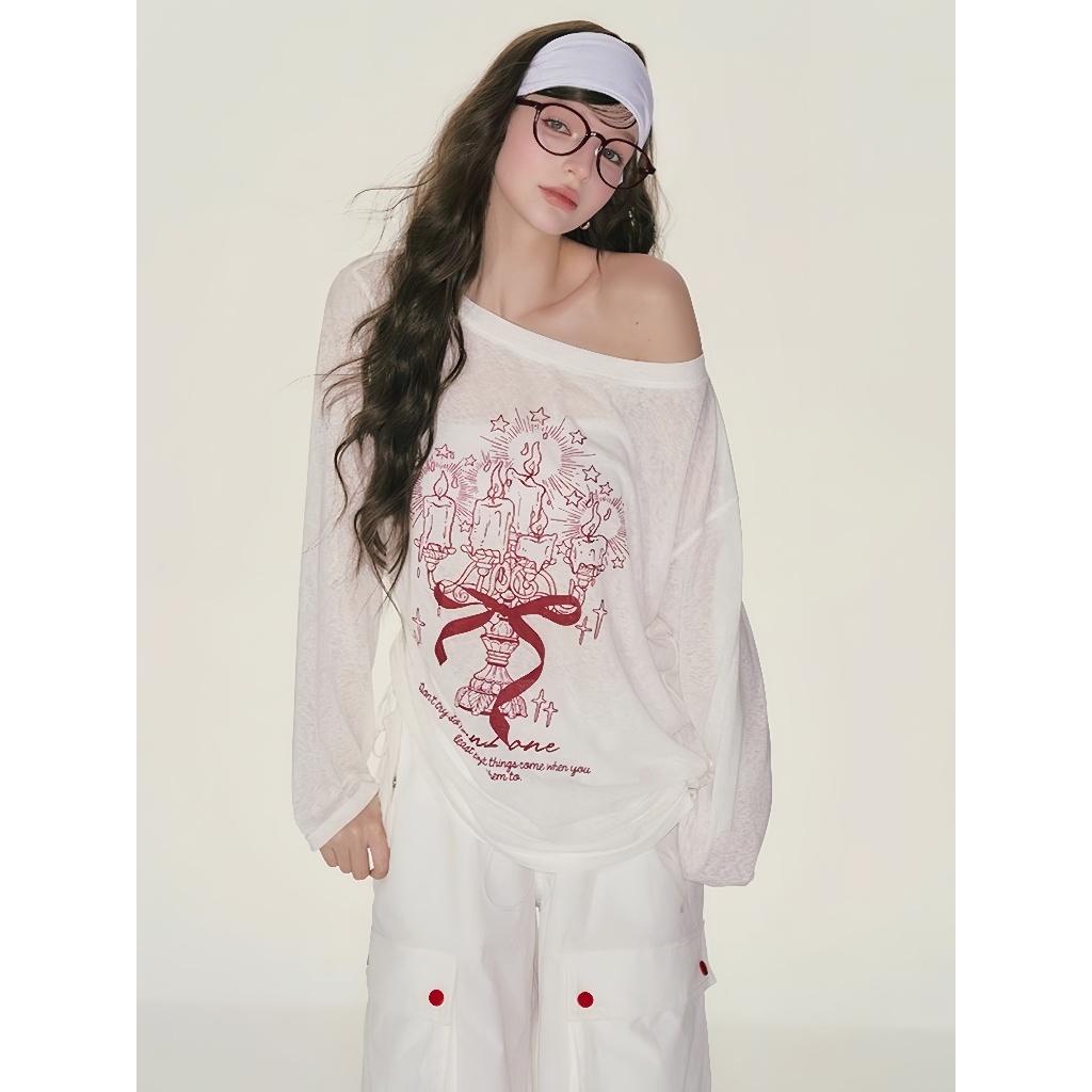 Áo thun nữ tay dài trễ vai form rộng kiểu Ulzzang cổ rộng, cổ thuyền, chất thun da cá, freesize over