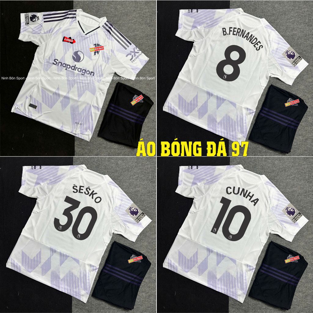Bộ Quần Áo Bóng Đá CLB Mu, Áo Đá Banh Mu Mới Nhất 2025/26, Bản Sân Khách - Vải Polyester Thái Vẩy Rồ