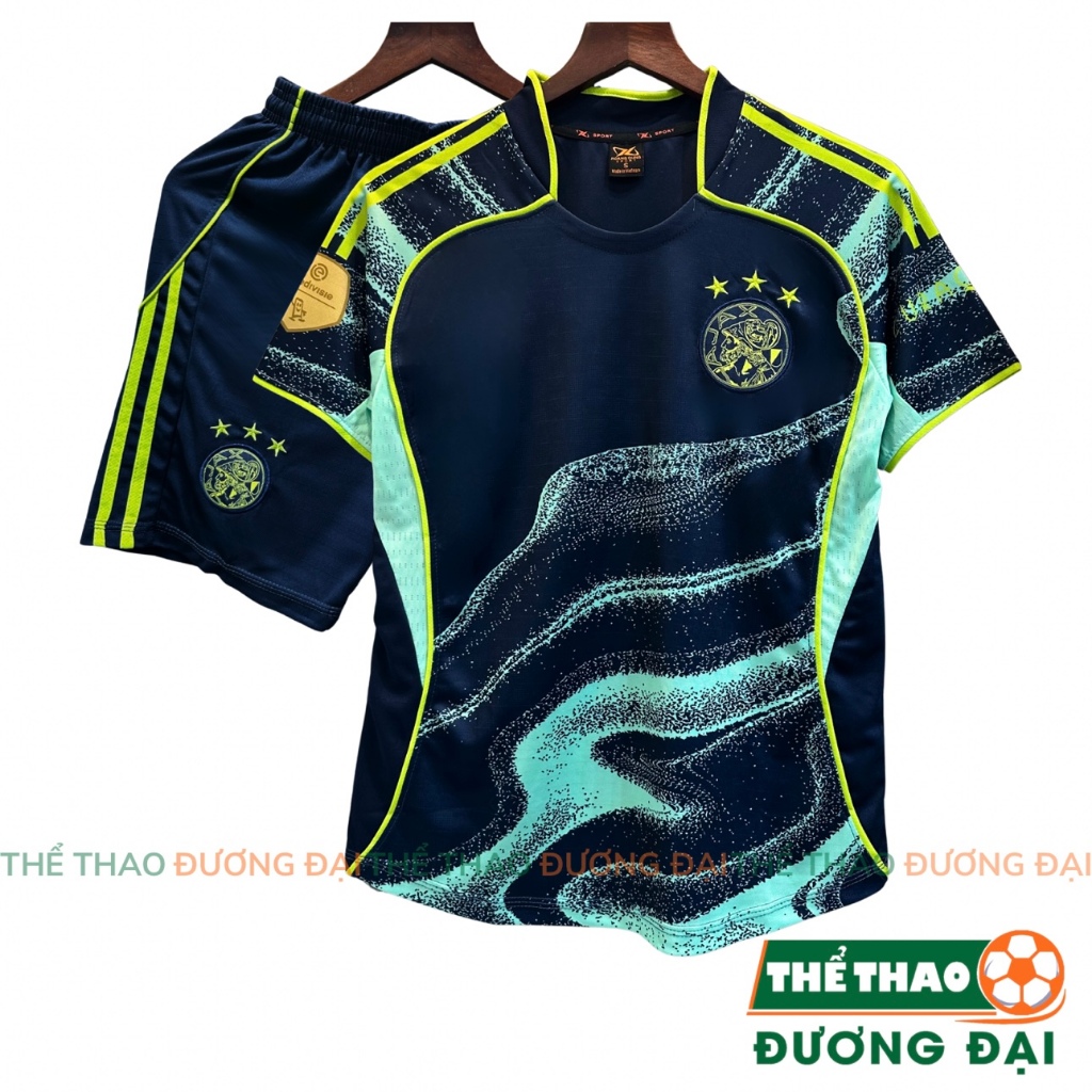 Quần Áo Bóng Đá Ajax Xanh Đen 2025 2026 Thun Mè S-Comf Thoáng Mát Thể Thao Đương Đại