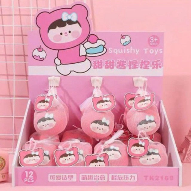 Đồ Chơi Squishy Bé Đào Hồng Cute, Đồ Chơi Bóp Giảm Stress