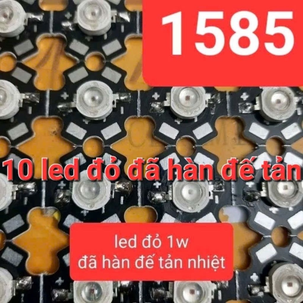 10 led đỏ 1w đã hàn sẵn đế tản nhiệt