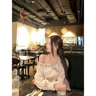 Áo trắng sơ mi trễ vai đính đá đẹp lịch sự sang trọng dễ phối đồ