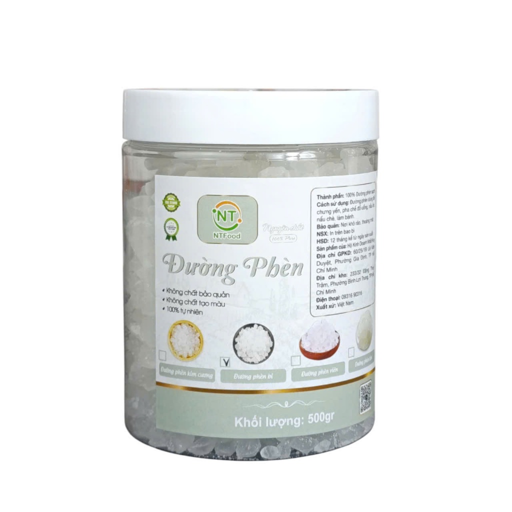 Đường Phèn Bi NTFood Hũ 500gr - Nhất Tín Food
